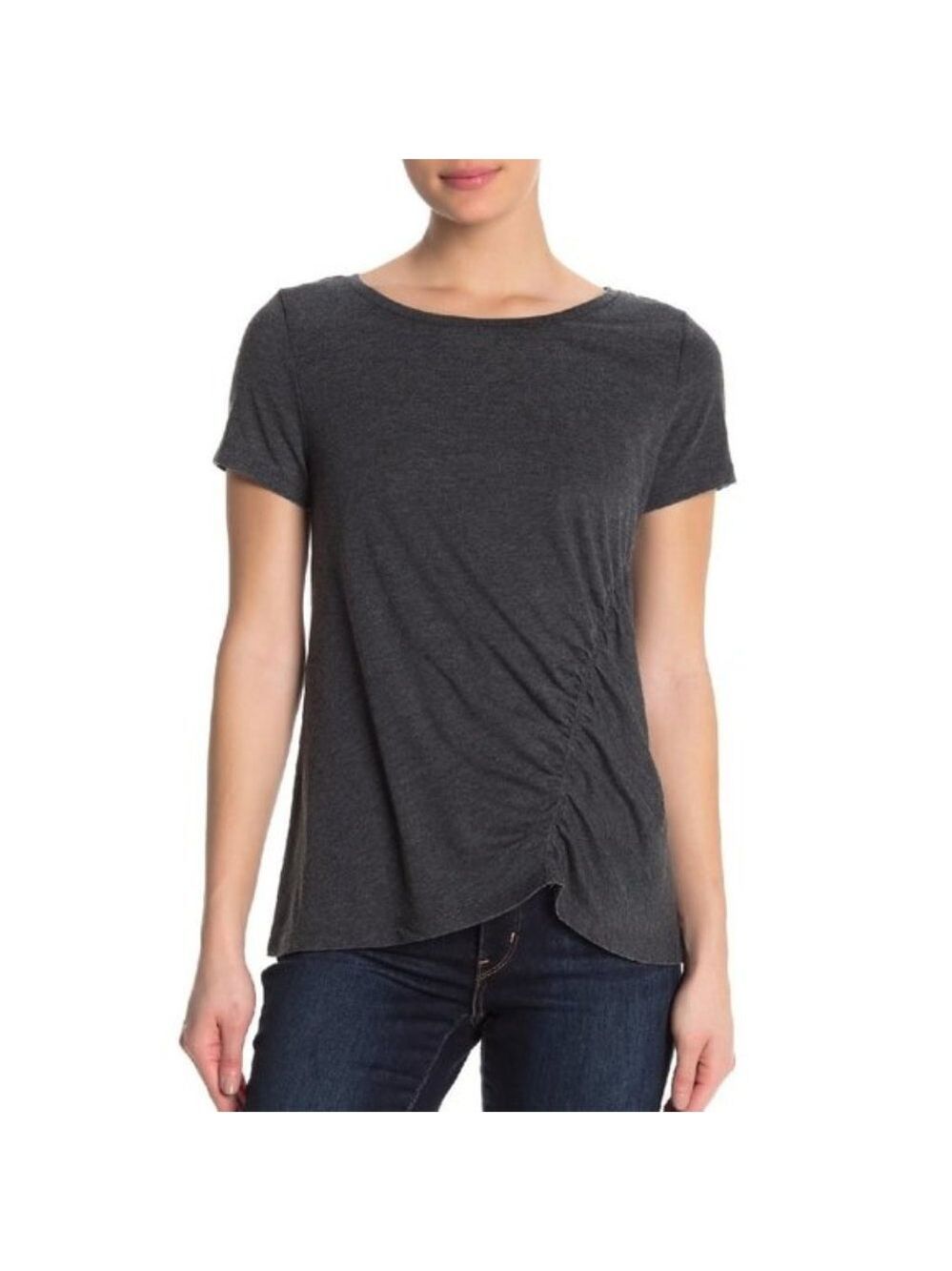 🎁 SUSINA Ruched Burnout T-Shirt